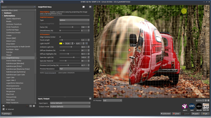 Deformations/Heightfield Warp Filter (G'MIC-Qt)