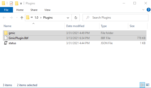 Plug-ins folder after install