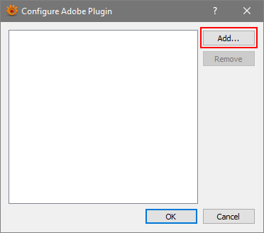 Configure Adobe Plugin dialog