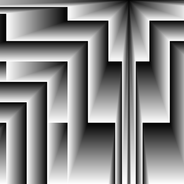 1000,1000,1,1,f(x,y,l)=l?f(max(x,y)%3,abs(min(x,y))*3,l-1):x;f(x/w-.7,y/w,6) n 0,255 rs 640 frame 1,1,0