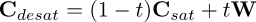 \mathbf{C}_{desat} = (1 - t)\mathbf{C}_{sat} + t\mathbf{W}