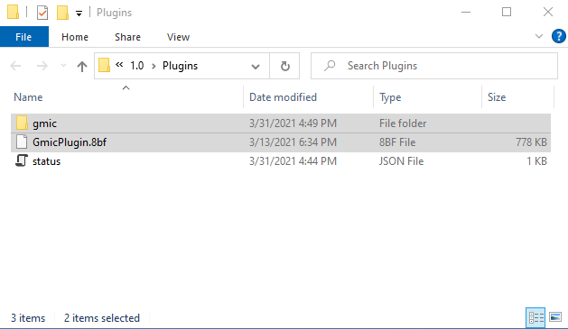 Plug-ins folder after install Plug-ins folder after install
