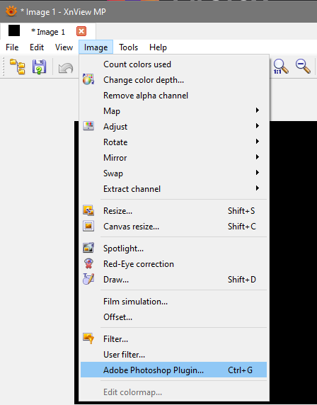 Adobe Photoshop Plugin menu item Adobe Photoshop Plugin menu item